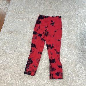 Red & Black tie dye Lululemon leggings